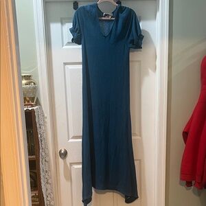 FREE PEOPLE Knit Viscose Blue Maxi Dress